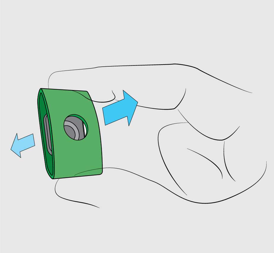 Diagram of green Back Box Saver sleeve being fitted over reinforced T-nut